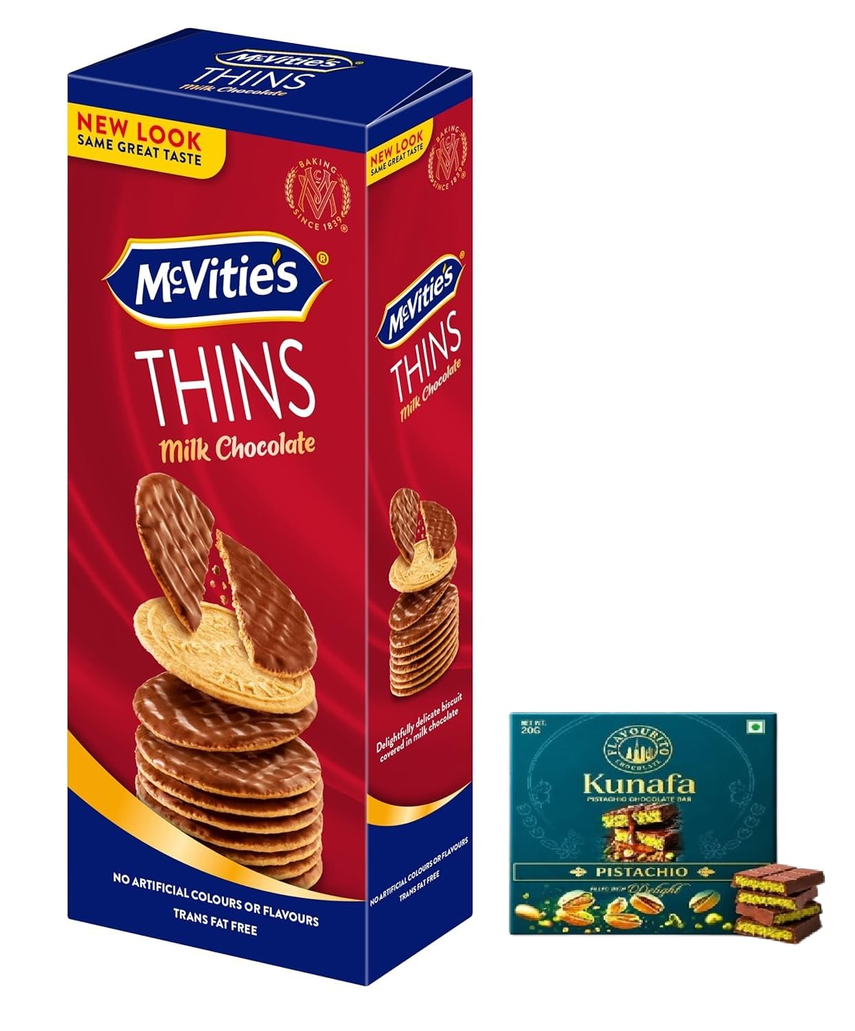 McVities Thins Milk Chocolate Biscuits Thin & Crispy Biscuits Coated with Delicious Milk Chocolate, 150g,Get Free Flavourito Kunafa Pistachio Chocolate Bar, 20g By Decadent Foods,(Imported-UK)-image-49