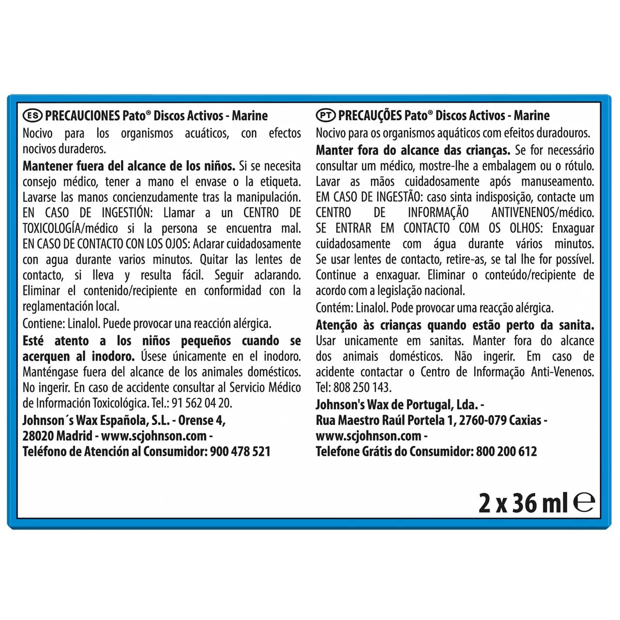 Recambio de discos de inodoro con aroma fresco, 2 unidades x 36 ml, paquete de 6