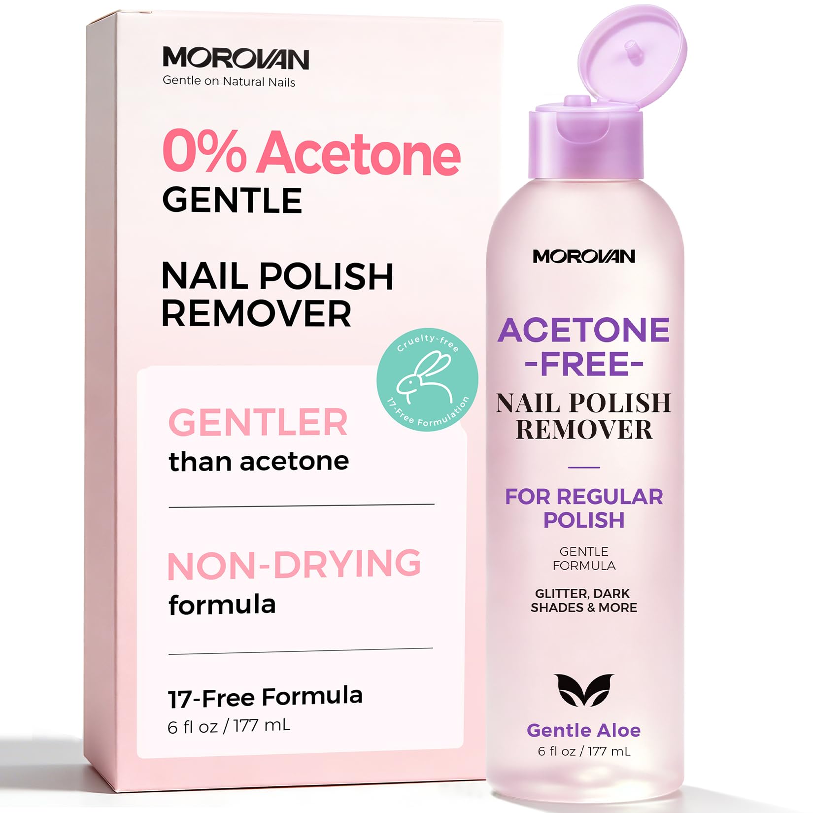 Morovan Non Acetone Regular Nail Polish Remover Gentle Non Drying 6 Oz