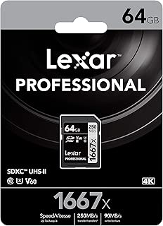 Original Lexar 1667x V60 250MB/s Flash Memory sd cards 64gb 128GB UHS-II U3 Card high speed 256GB SDXC For 3D 4K HD video (64GB)