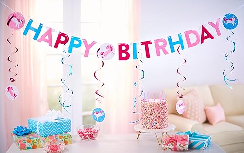 Miniatura 5 de American Greetings Suministros para fiesta de cumpleaños de unicornio arcoíris, kit de pancarta (7 piezas)