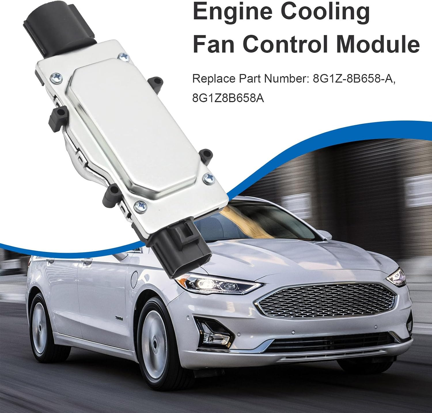 8G1Z-8B658-A Engine Cooling Fan Control Module Replacement for Ford Fusion 2.5L 2010-2012, Taurus 3.5L 2008-2012, for Lincoln MKS MKZ, Replacement for Mercury Milan Sable, Replaces 8G1Z8B658A