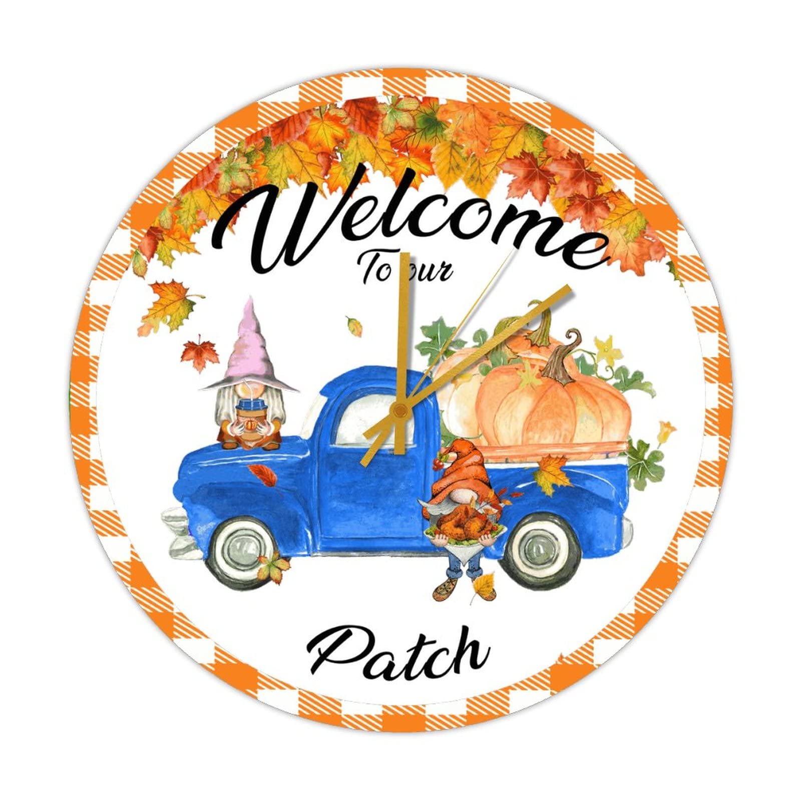 Horloge ronde en bois Hello Fall pour une déco d'automne chaleureuse de votre cuisine