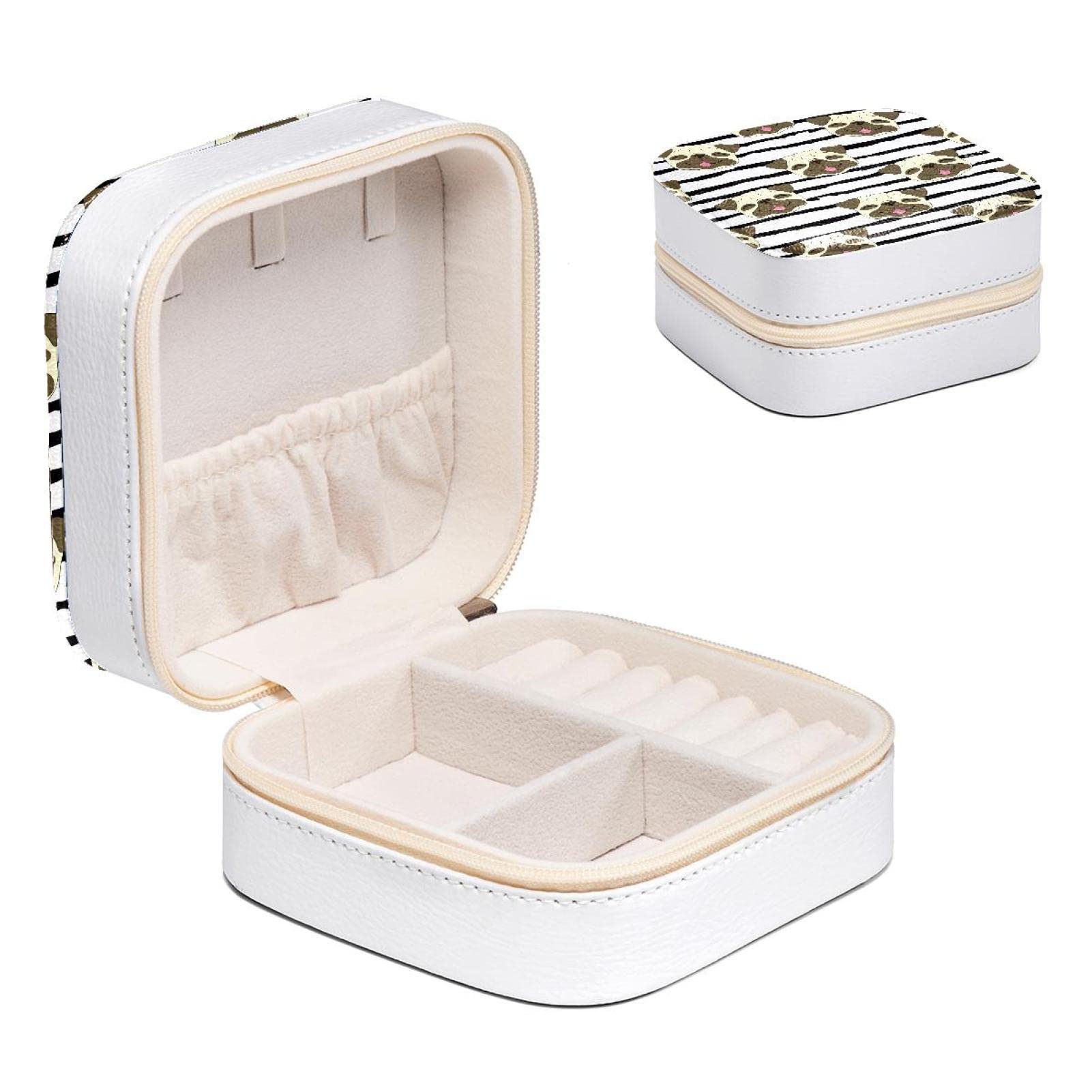 Boîte à bijoux carlin noir petit organisateur bagues boucles d'oreilles