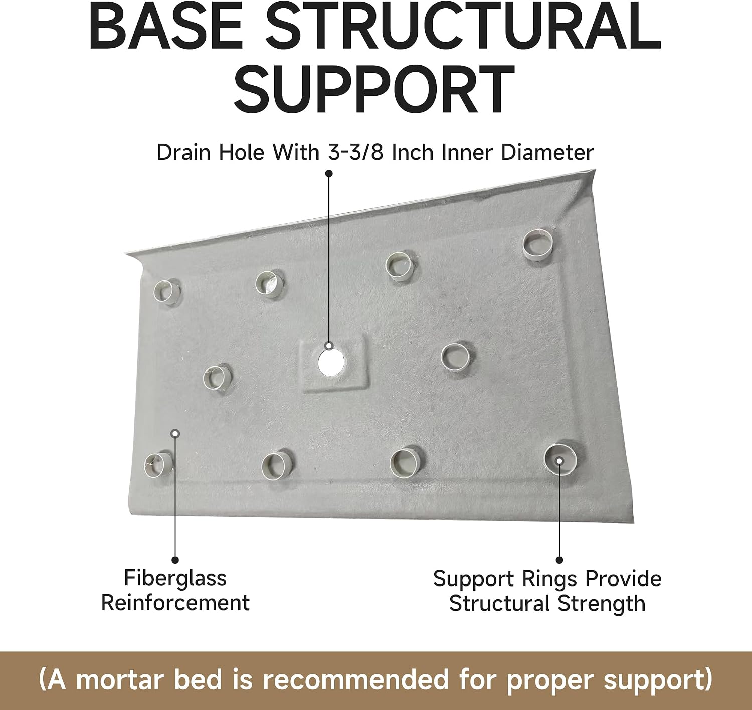 60" L x 36" W Shower Pan Base, Center Drain Acrylic Shower Base with Single Threshold, Bathroom Shower Floor Rectangle Shower Pan, Non-Slip Textured Surface, White
