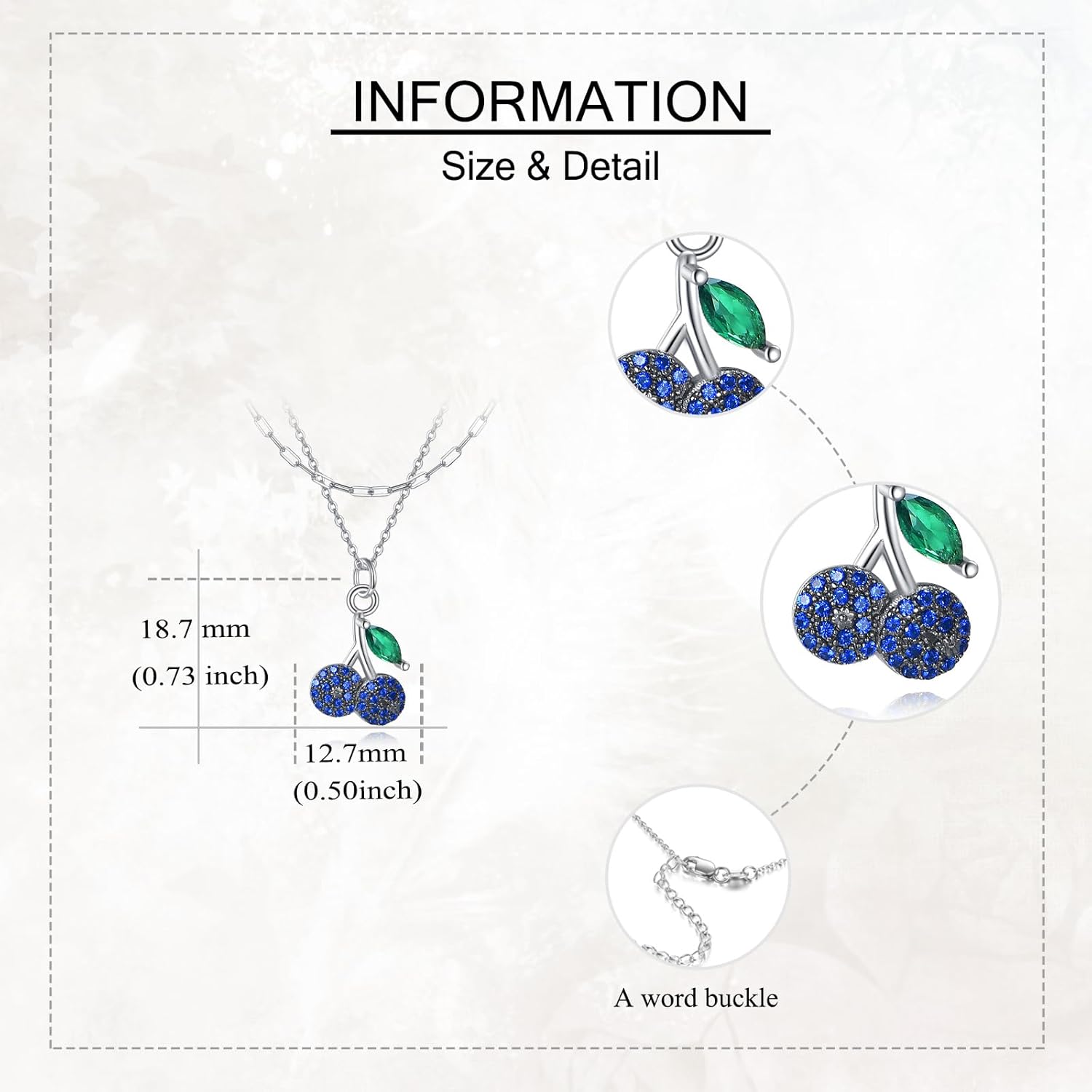 MONGAS Blueberry Necklace Sterling Silver Fruit Necklace Tropical Fruit Blueberry Jewelry Gifts for Women - Image 2