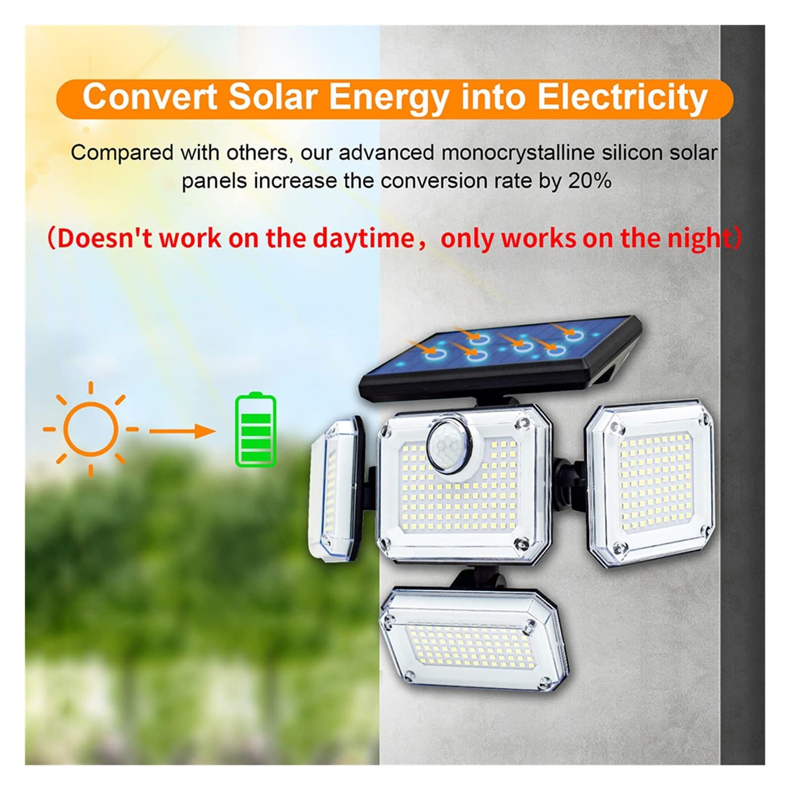 Focos solares LED 333 Luces Solares LED Sensor De Movimiento Al Aire Libre Inducción Humana Cabeza Ajustable IP65 Lámpara De Pared De Energía Solar Impermeable For El Jardín Del Hogar El ahorro de ene