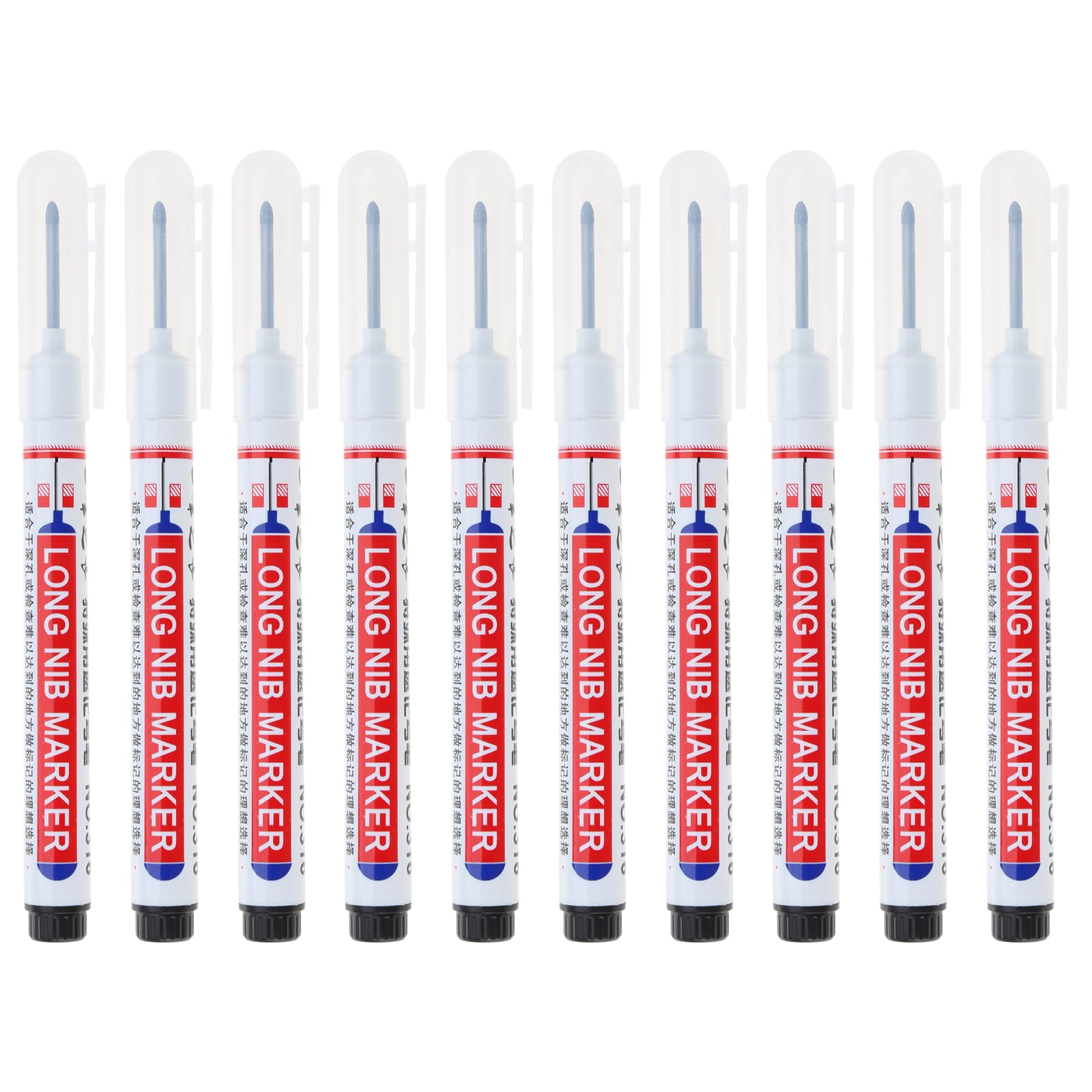 Buxuaaaa Black Head Hole Marker Reach Permanent For Woodworking & Marking 10Pack Long Nose Pens With Hole Designs Marker