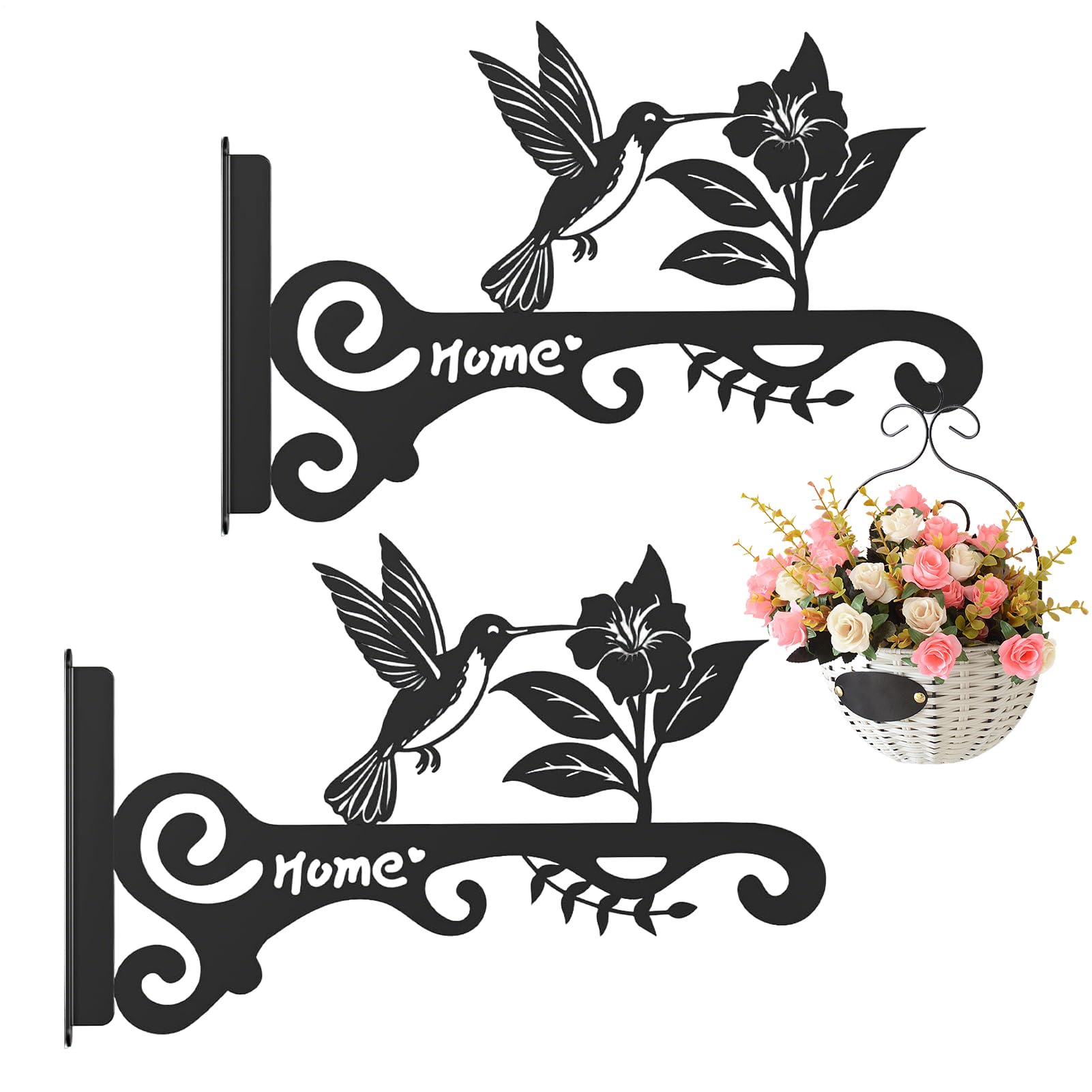 Soporte colgante para plantas de exterior en set de 2 pajareras de metal de 25 cm para jardin