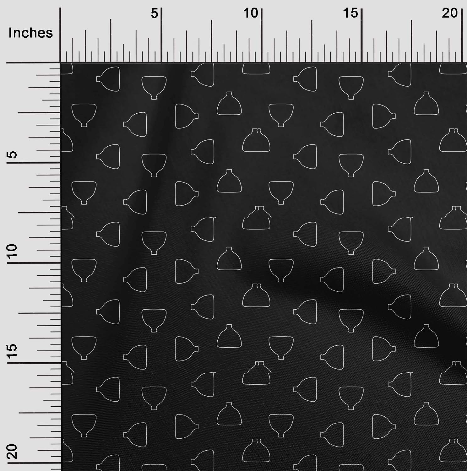 oneOone Cotton Flex Black Fabric Plants in Vase Sewing Fabric by The Yard Printed DIY Clothing Sewing Supplies 40 Inch Wide