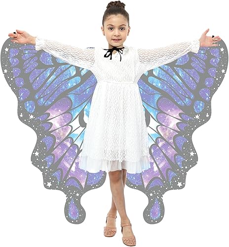 Miniatura 2 de Butterfly Costume Halloween Costumes for Girls Kids, Butterfly Wings Costume Cape Shawl for Girls Fairy Wing