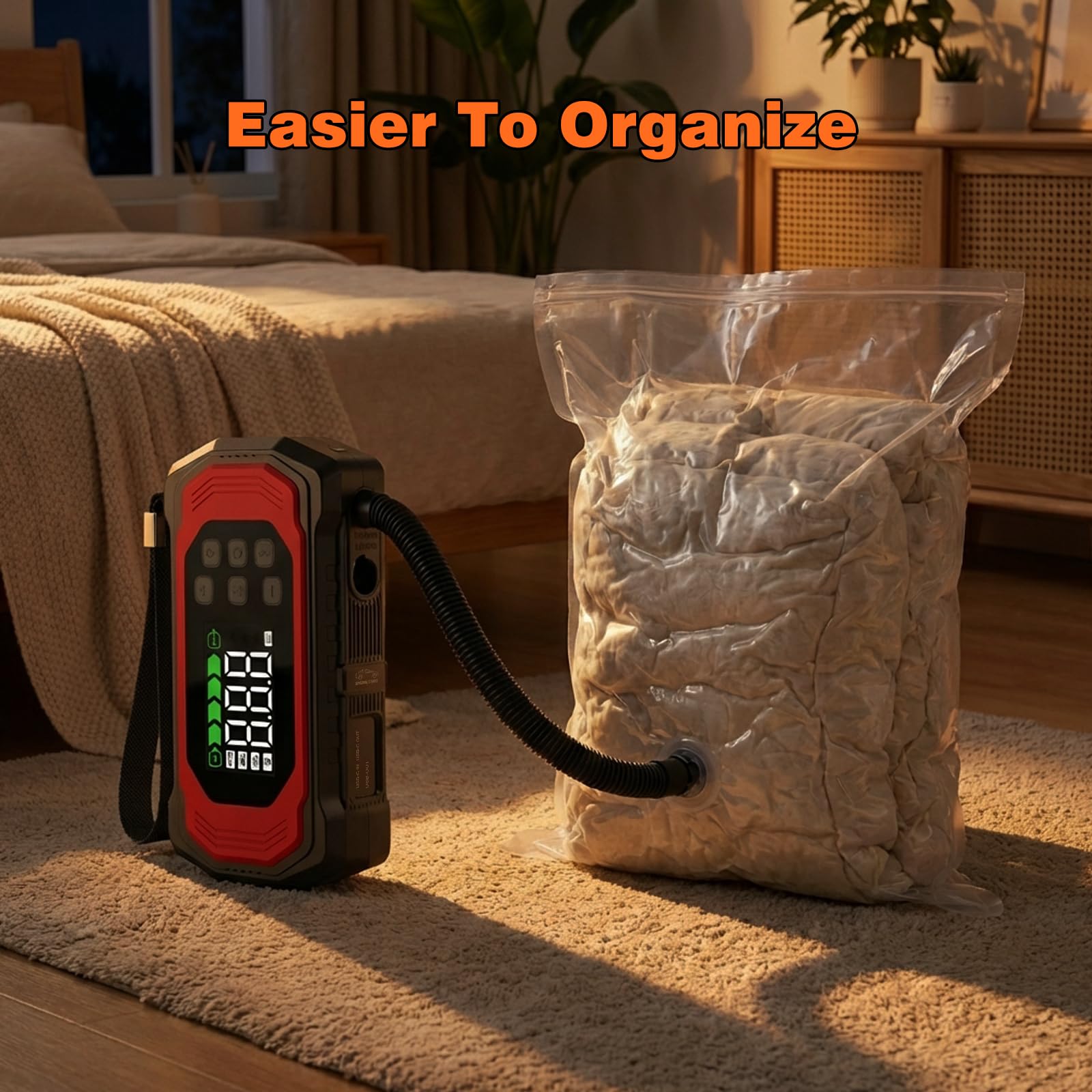 9000A Starthilfe Powerbank mit 150PSI Kompressor, 9-in-1 Booster Auto Starthilfe (alle Benzin und 14L Diesel), 12V Jump Starter mit Elektrische Luftpumpe/Vakuumpumpe, 30W Schnellladung