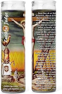Gifts by Lulee, LLC Set of 2 Just Judge or Faithful Judge Prayer Candles 2 Veladoras De El Justo Juez para Pedir Ayuda en Casos de Corte, Sentencia y Rivalidad - to Ask for Help on Court Jail