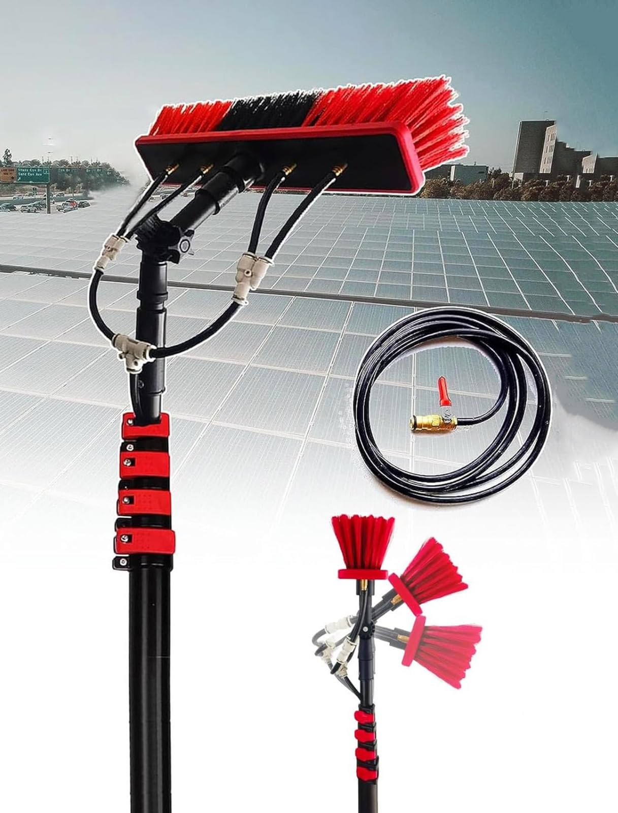 ZBBGTJK Solar Panel Cleaning Brush55cm Water Fed Window Pole Extendable Roof Cleaner for Solar PanelsCars & Conservatories18ft Reach (5.4m) for Effortless Cleaning