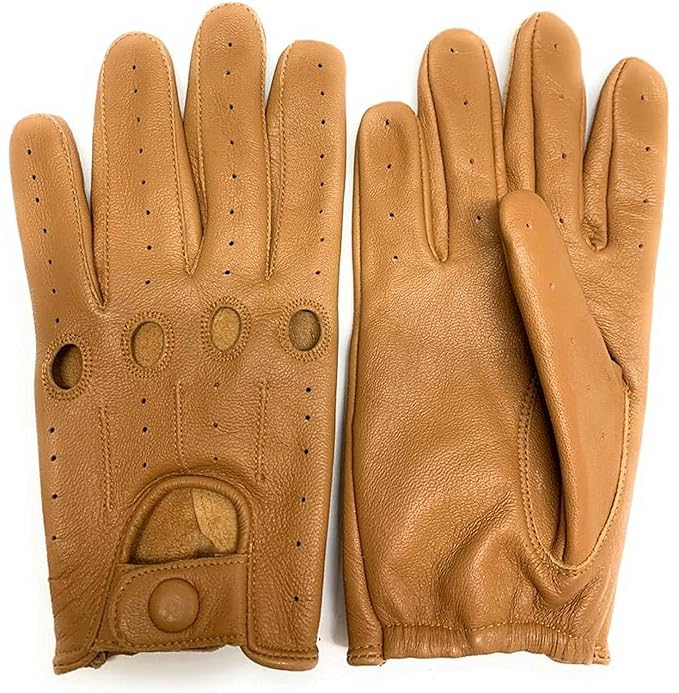 Men's Genuine Leather Driving Gloves with Knuckle Holes, Beige, XLarge Amazon.in Clothing