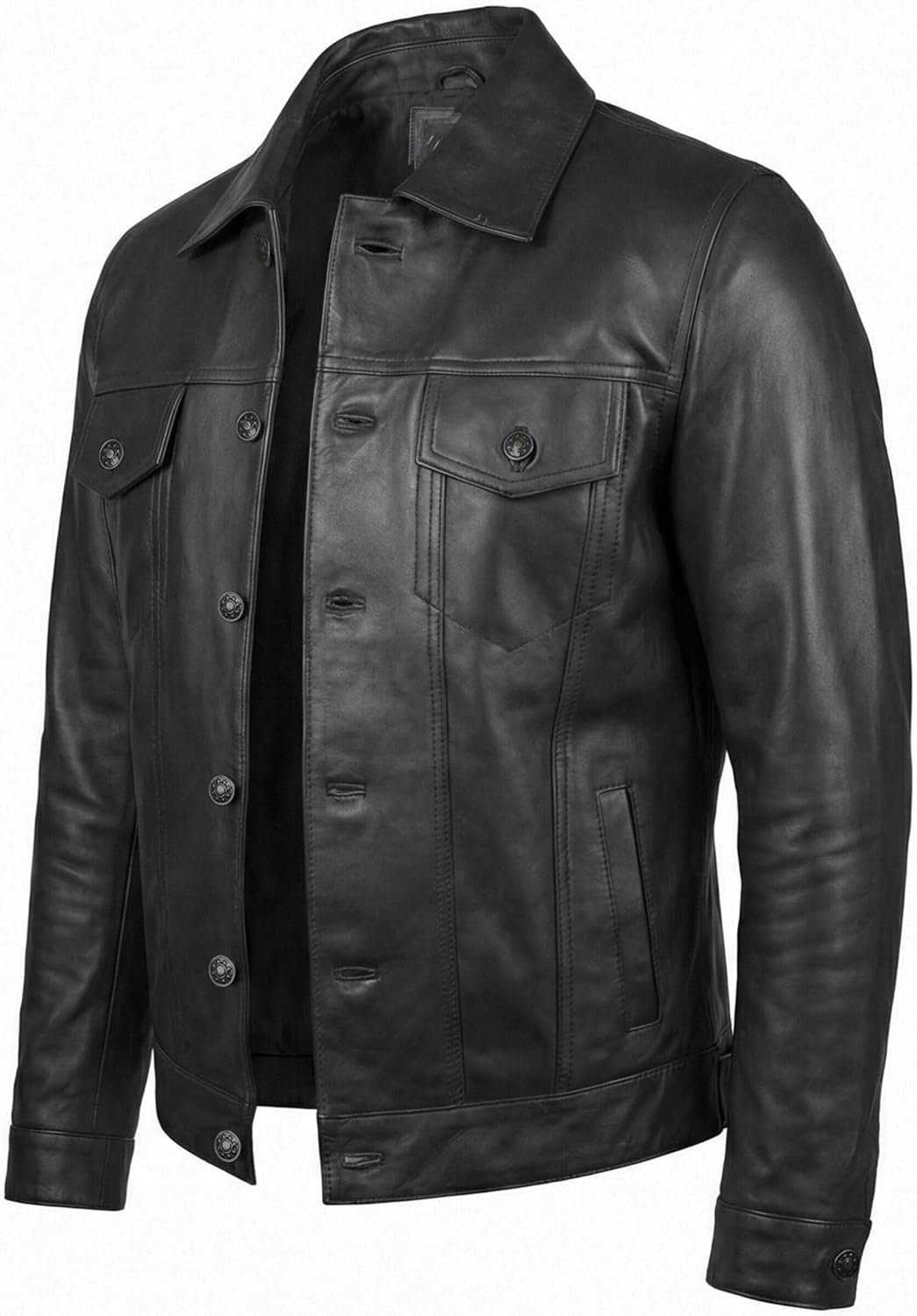 Mens Genuine Distressed Leather Motorcycle Jackets Trucker - American Vintage Style Western Trucker Jacket Men - Image 2