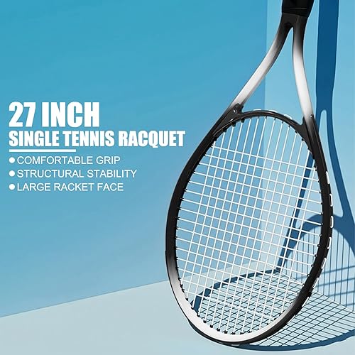 Miniatura 2 de Racque de tenis para principiantes de 27 pulgadas para adultos, juego de raqueta individual ligera para mujeres y hombres con bolsa de transporte