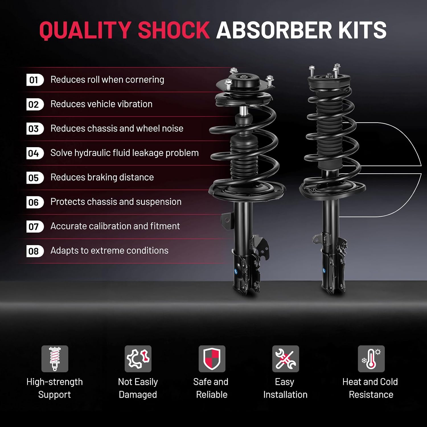 BDFHYK 2PCS Front and 2PCS Rear Shock Absorbers kit Compatible with Toyota 2010-2011 Camry 2.5L l4, 2007-2011 Camry 2.4L l4 Replacement Struts Shocks Assembly for 172307 172308 172309 172310