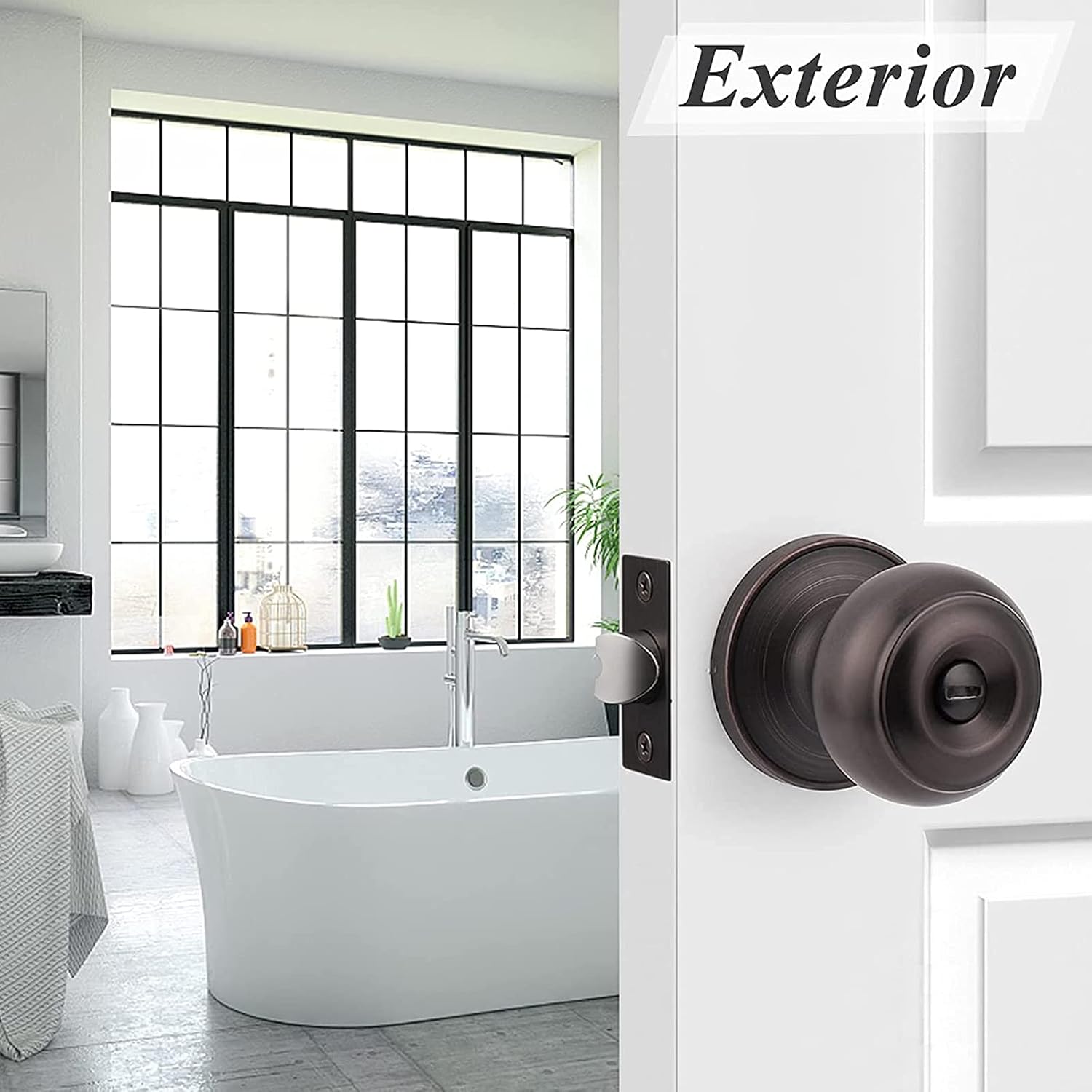 Probrico (1 Pack) Signle Side Dummy Door Knob and (8 Pack) Privacy Door Locks Bundle, Oil Rubbed Bronze Interior Door Handles