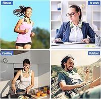 Vista 8 de Jancane Portable Neck Fan, USB Rechargeable Personal Fan, 3 Speeds Adjustable, Large air outlet Powerful Strong Wind, Adjustable, 360° Cooling