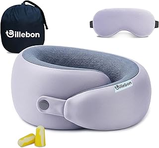 Billebon Ultrasoft Memory Foam Neck Pillow for Travel, Lightweight Comfortable & Breathable Cover, Airplane Travel Pillow ... Price In India