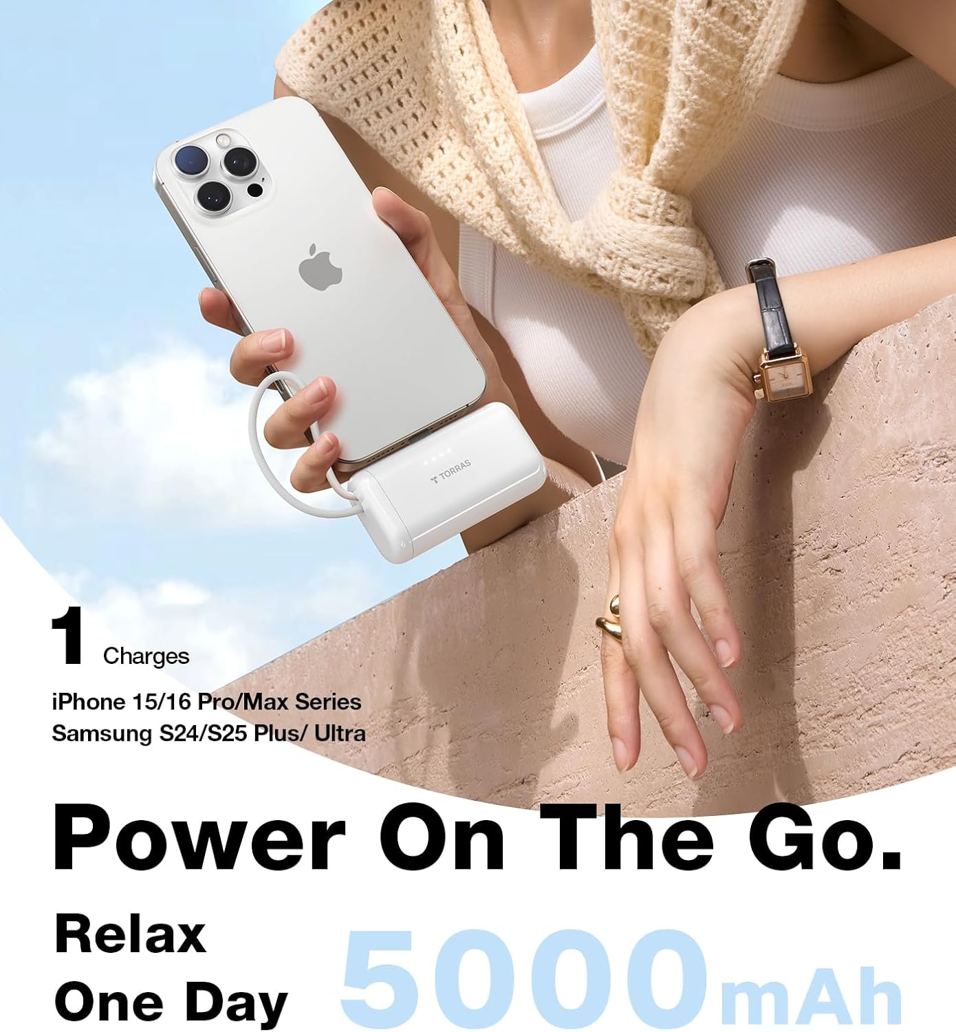 TORRAS Save 20% to Buy Both Together Gray Minimag Power Bank 10000mAh & White Mini Portable Charger 5000mAh