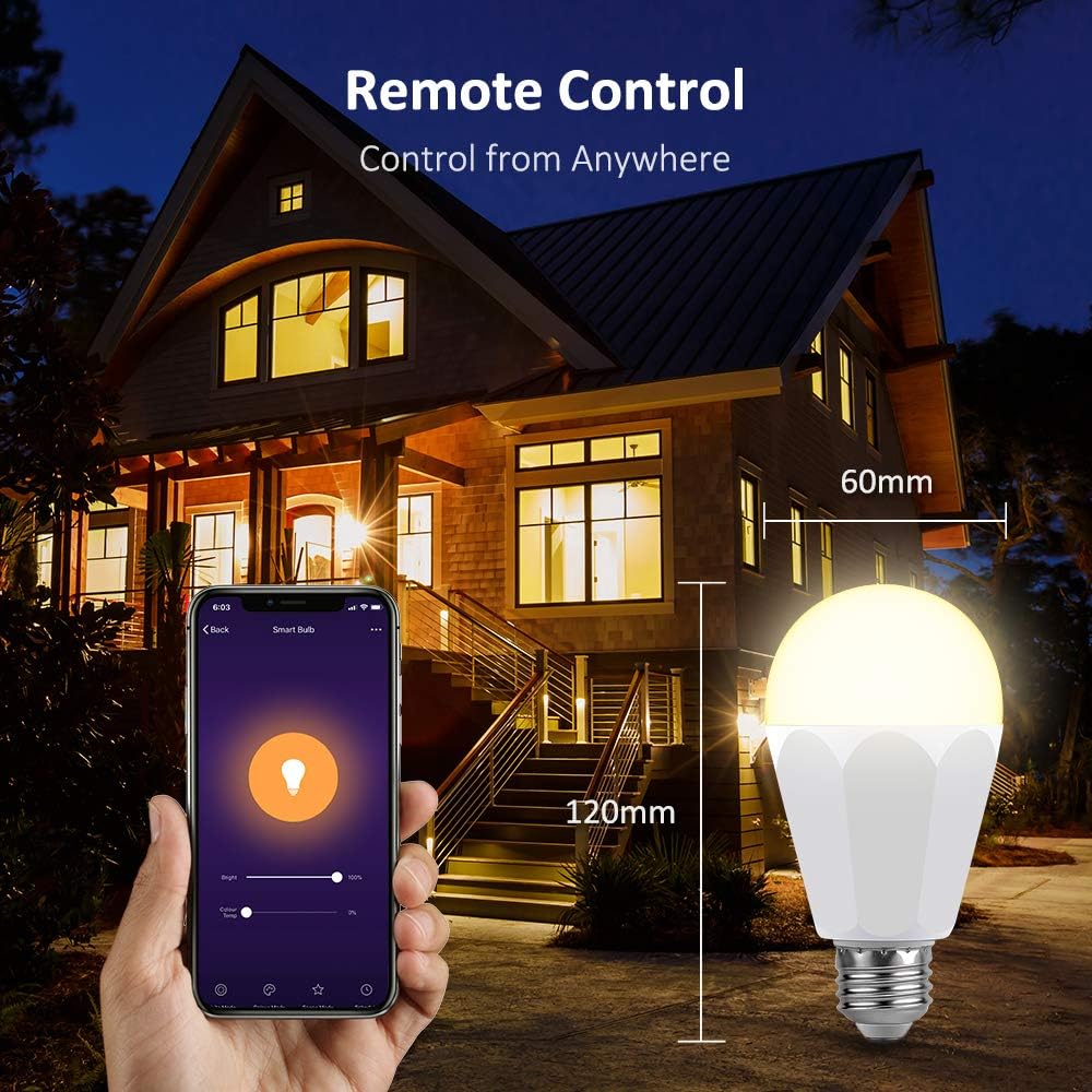 Smartphone app showing schedule and group control features for smart bulbs