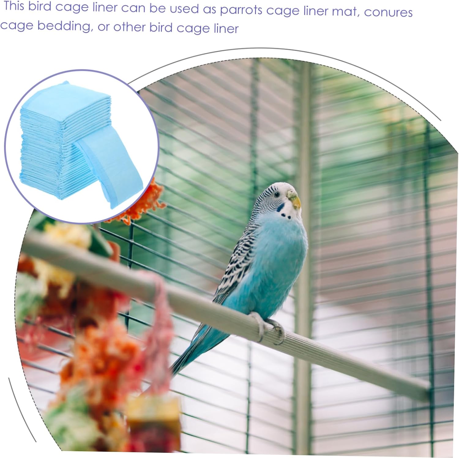 SUPVOX 100pcs Bird Cage Liners for Parakeets Conures Non-Woven Fabric Bedding Mats Efficient Absorption Easy Cleaning Bird Cage Accessories