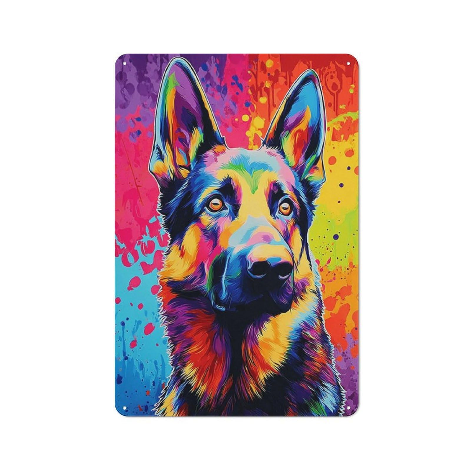 Junmoney Colorful Abstract Dog Portrait -8 Metal Wall Sign 30X20cm Featuring For Bar Or Restaurant, For Themed Interiors In Bars And Restaurants