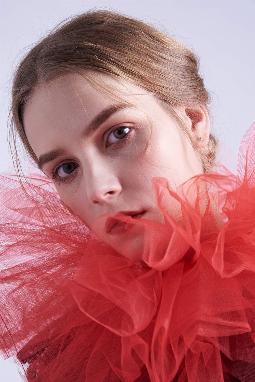 BLESSUME Victorian Retro Mesh Neck Ruff Ruffle Collar Layered Clown Neck Collar - Image 5