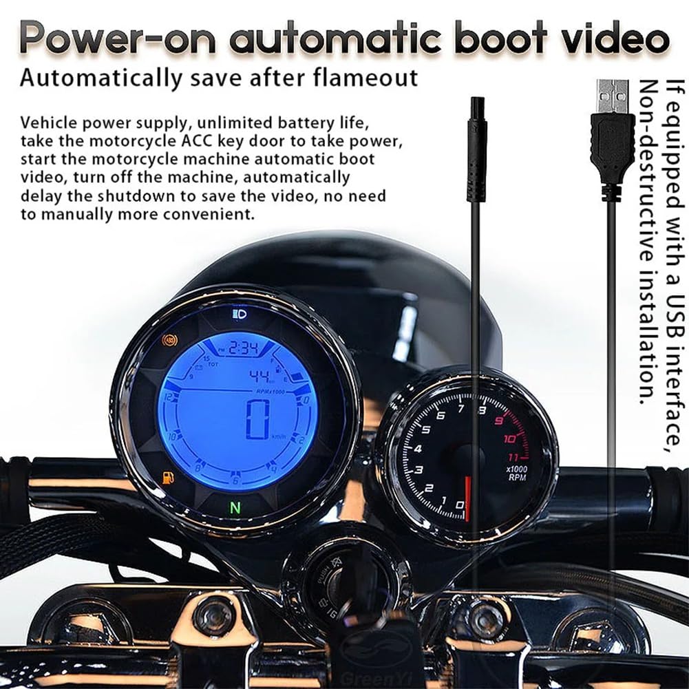 WiFi DVR per Moto Dash Cam 1080P+1080P Full HD Vista Anteriore Posteriore Telecamera per Moto Impermeabile GPS Logger Recorder Box Pezzi di Ricambio di Ricambio (B)