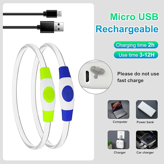 Pack de 2 Collares LED para Perros Recargables USB, Ajustables miniatura 5