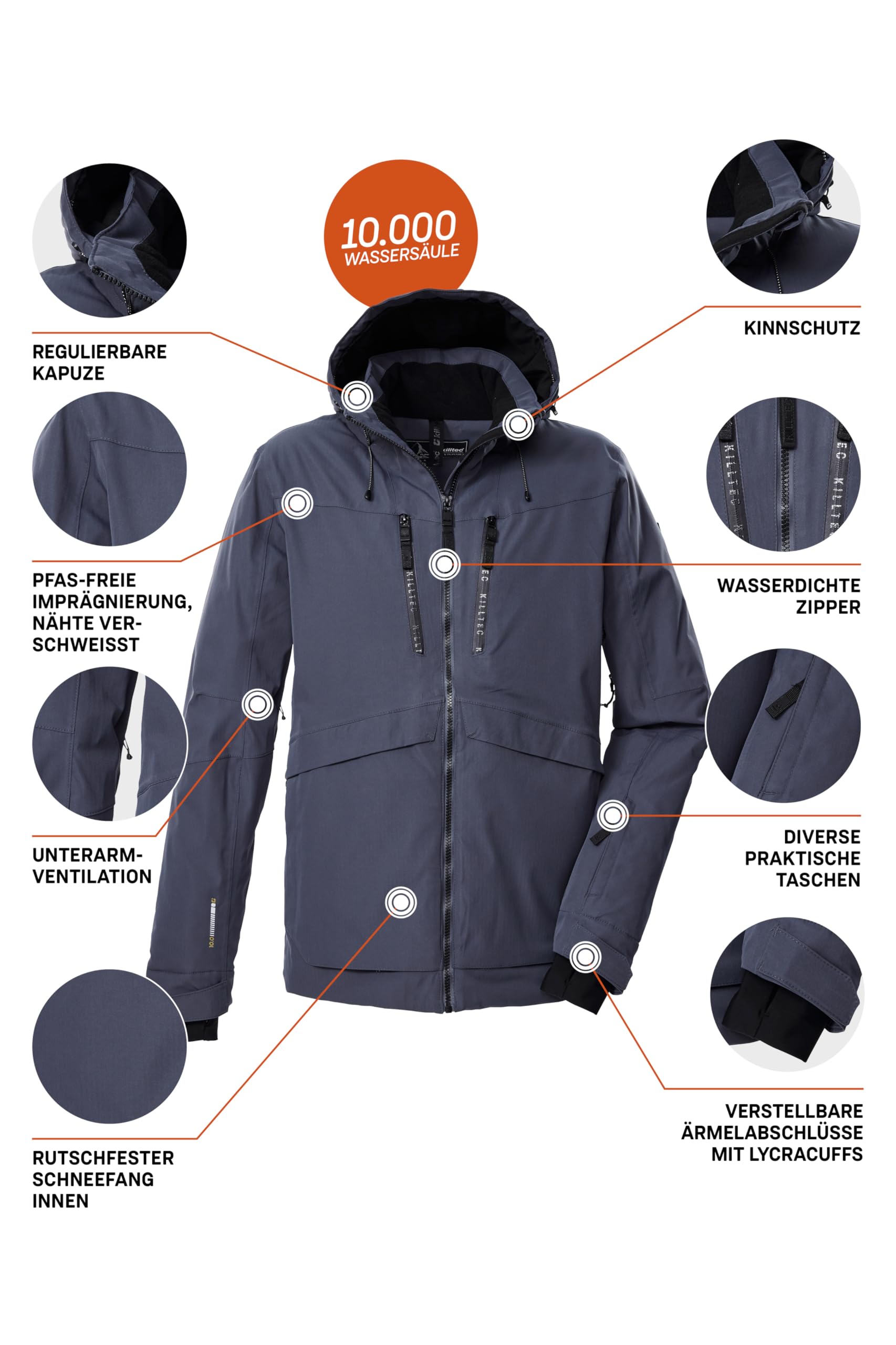 Killtec Ksw 55 Mn Ski Jckt Giacca da sci/giacca funzionale con cappuccio, paraneve e ventilazione ascellare Uomo