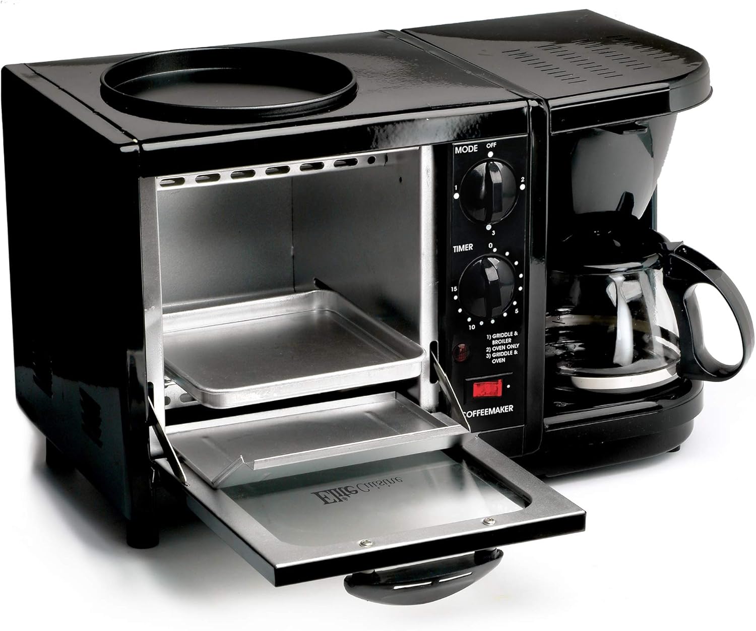 Maxi-Matic EBK-200B 3-in-1 Breakfast Station Toaster Oven, Regular, Black