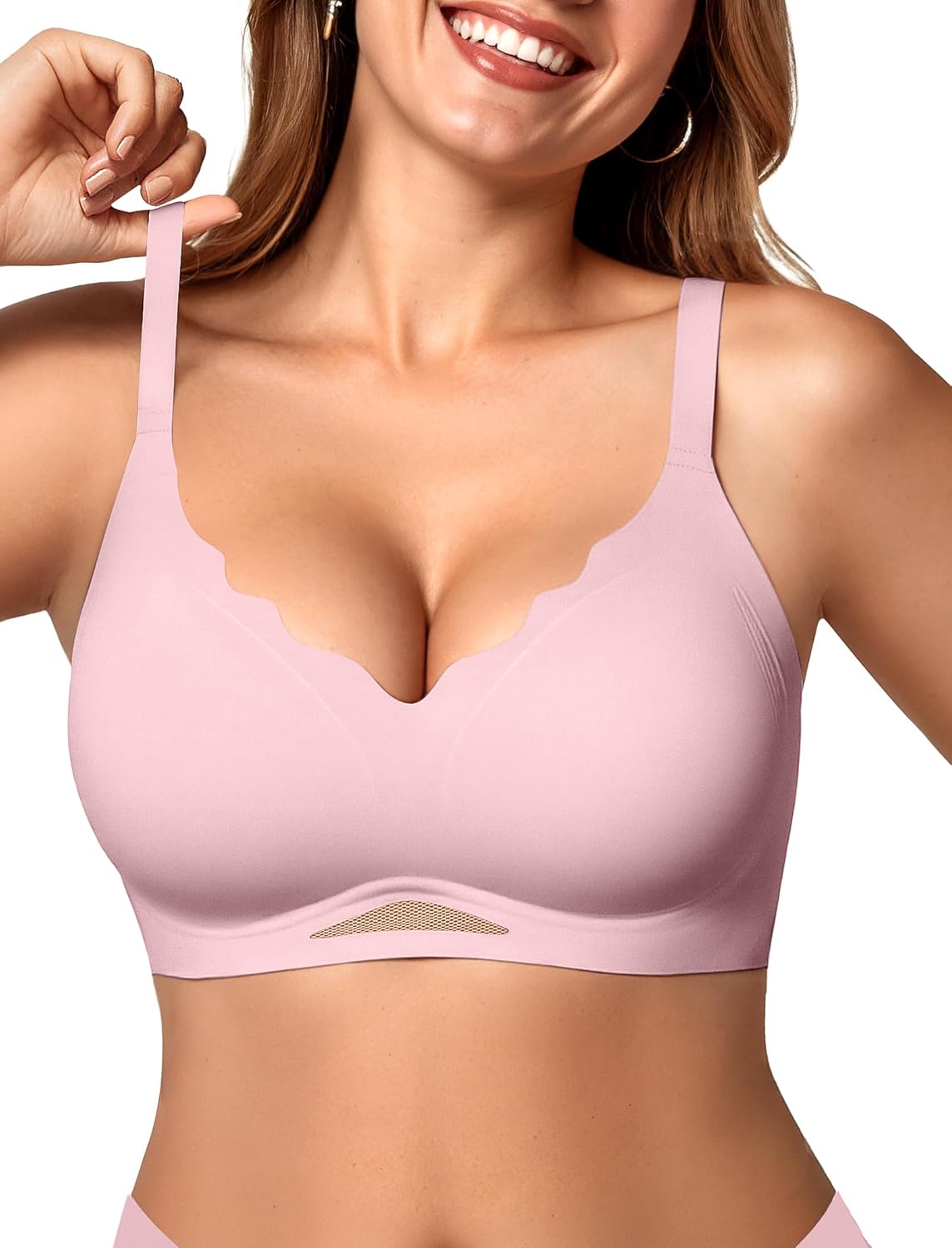 OEAK Womens Wireless Jelly Bras Scalloped Push Up No Underwire Bralette Supportive Tshirt Bra Seamless Comfortable Bras