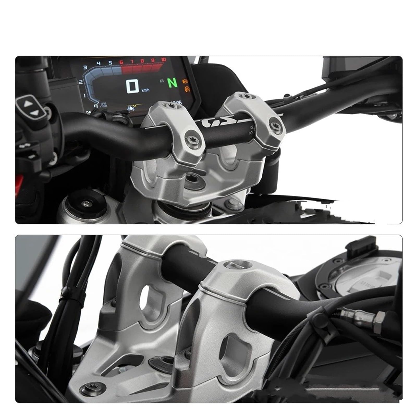 Riser Manubrio Moto Per BMW R 1300 RT 2025- R 1300 GS 2023- R 1300 GS ADV 2024- Accessori Riser Manubrio Moto(D'argento)