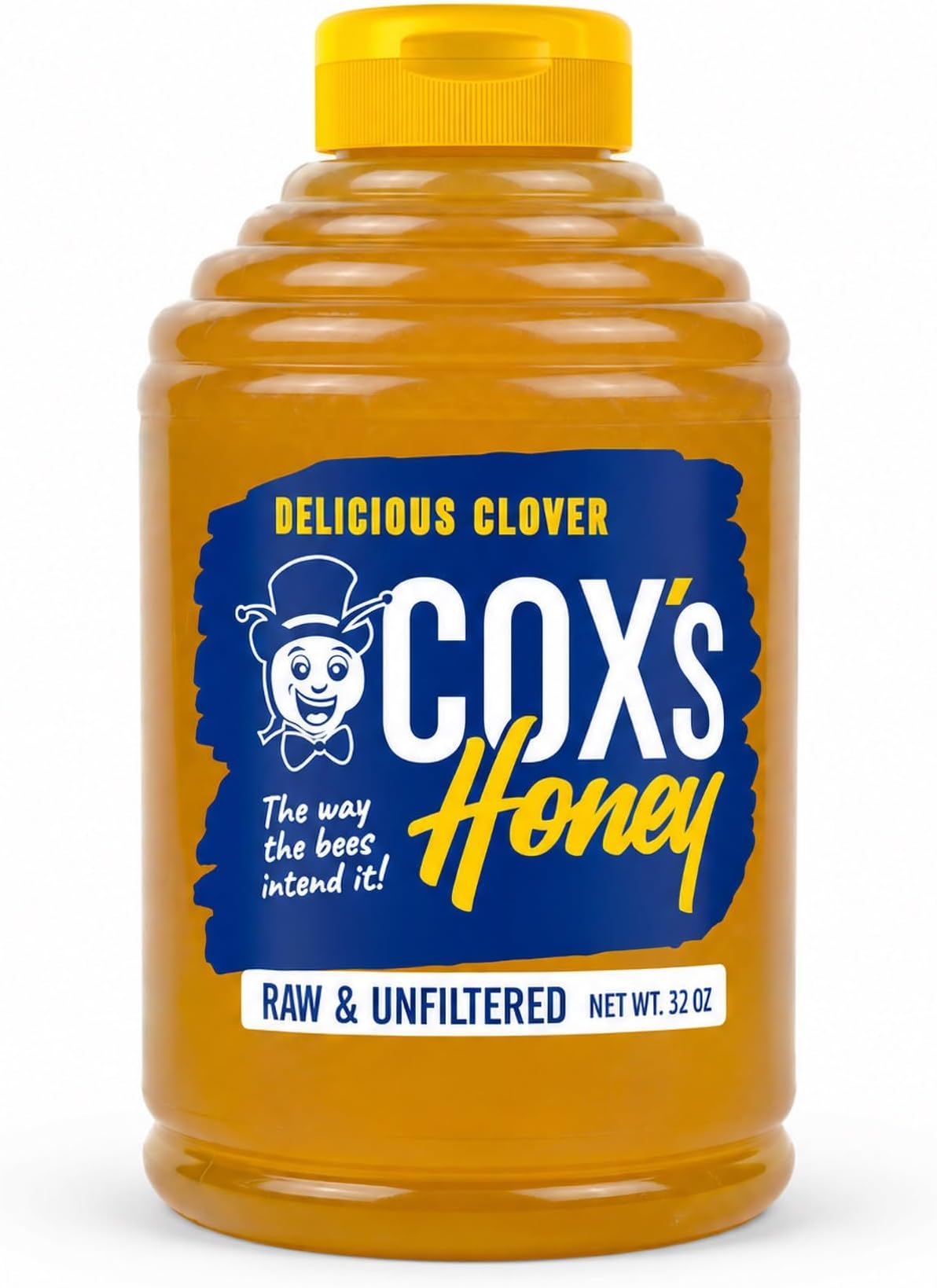 Cox's Honey 100% Pure, Raw Unfiltered Clover Honey, Rich in Nutrients, Family Owned Apiary, 32 oz bottle