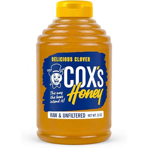 Cox's Honey 100% Pure Raw Unfiltered Clover Honey, 32 oz Bottle