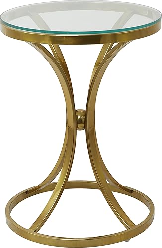 Deco 79 Mesa redonda contemporánea de acero inoxidable, 18 x 18 x 25 pulgadas, color dorado