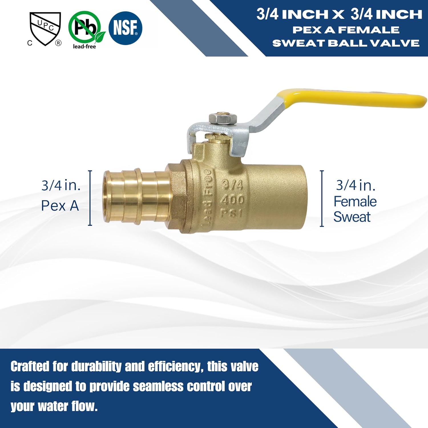 XFITTING Pex A 1/2 Inch x 1/2 Inch Pex A Expansion Female Sweat Ball Valve, 201-4-14=10XX, 10 Pieces
