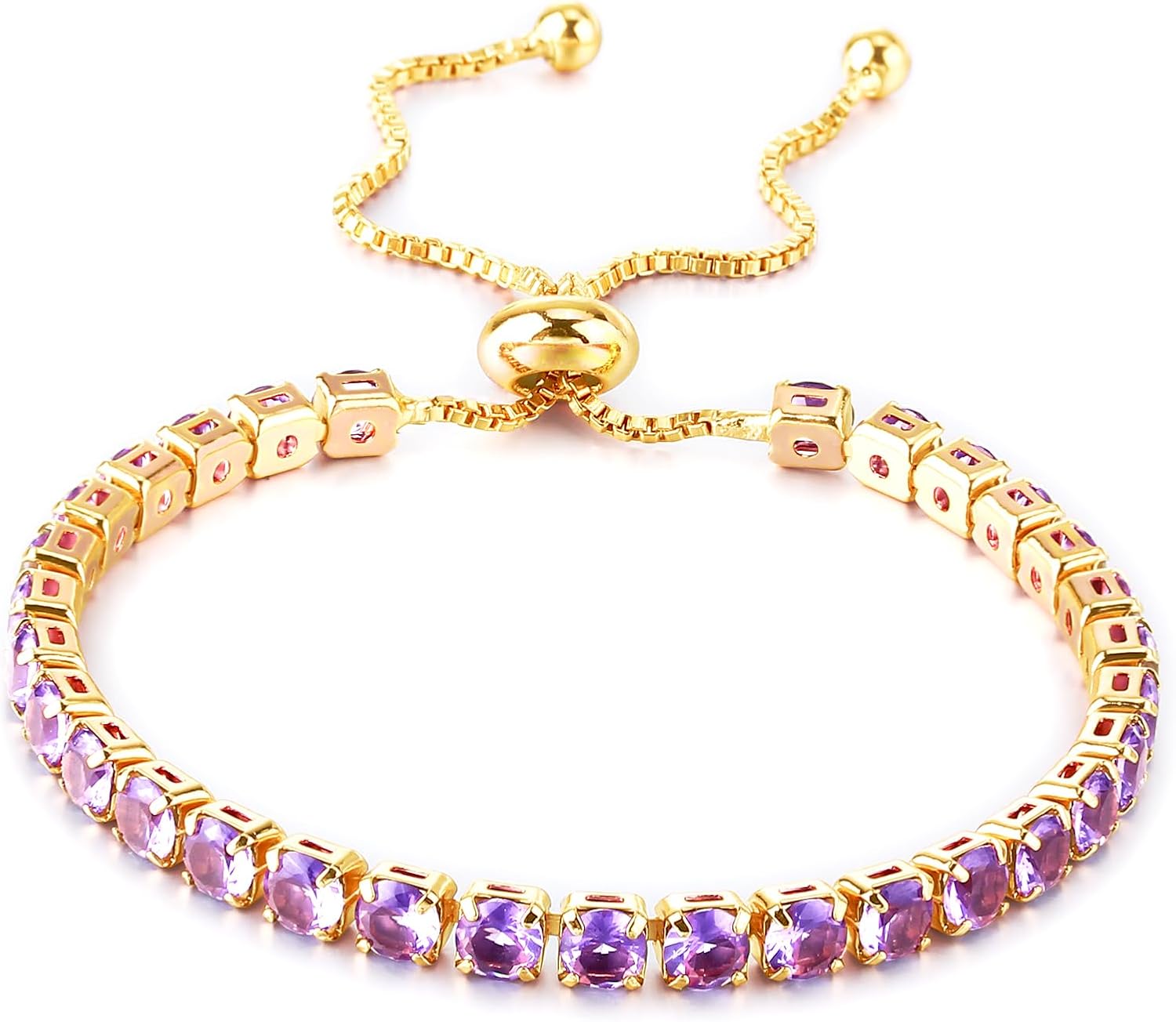 Tennis Bracelets for Women, Dainty 18K Gold Plated Cubic Zirconia Classic Adjustable Slider Bracelet Fashion Jewelry Gift for Her Birthday Valentines' Day Wedding Party Prom Graduation