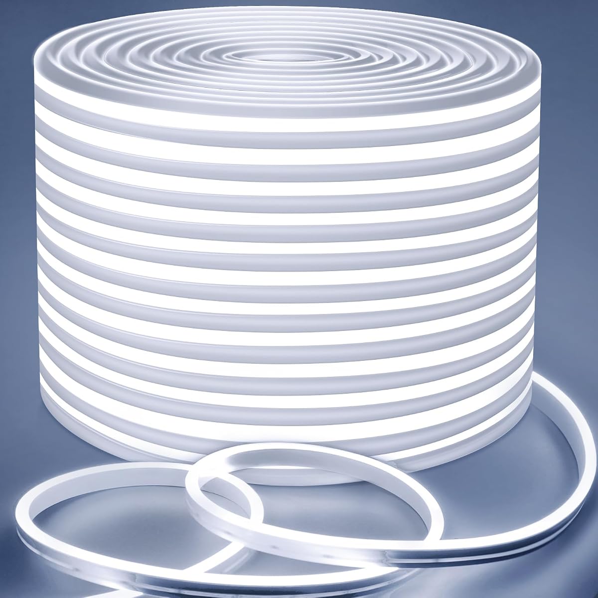 Lamomo Neon Rope Lights, 49.2ft White LED Strip, IP65 Waterproof