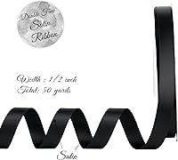 Vista 2 de Cinta negra de satén de 1/2 pulgada para envolver regalos, arreglos florales, manualidades, invitación para despedida de soltera, 50 yardas