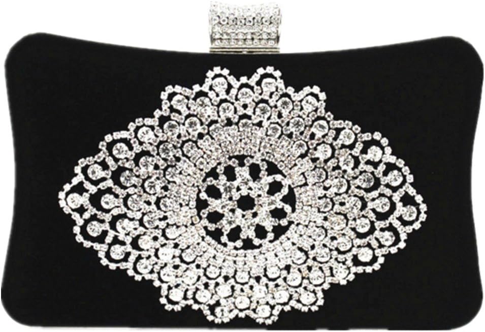 Shiratori Suede Clutch Purses for Women Rhinestone Crystal Clutch Bag