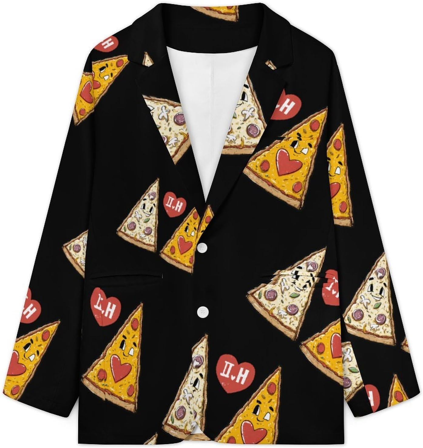 I Love Pizza Mens Casual Blazer Two Button Sport Coat Business Suit Jacket