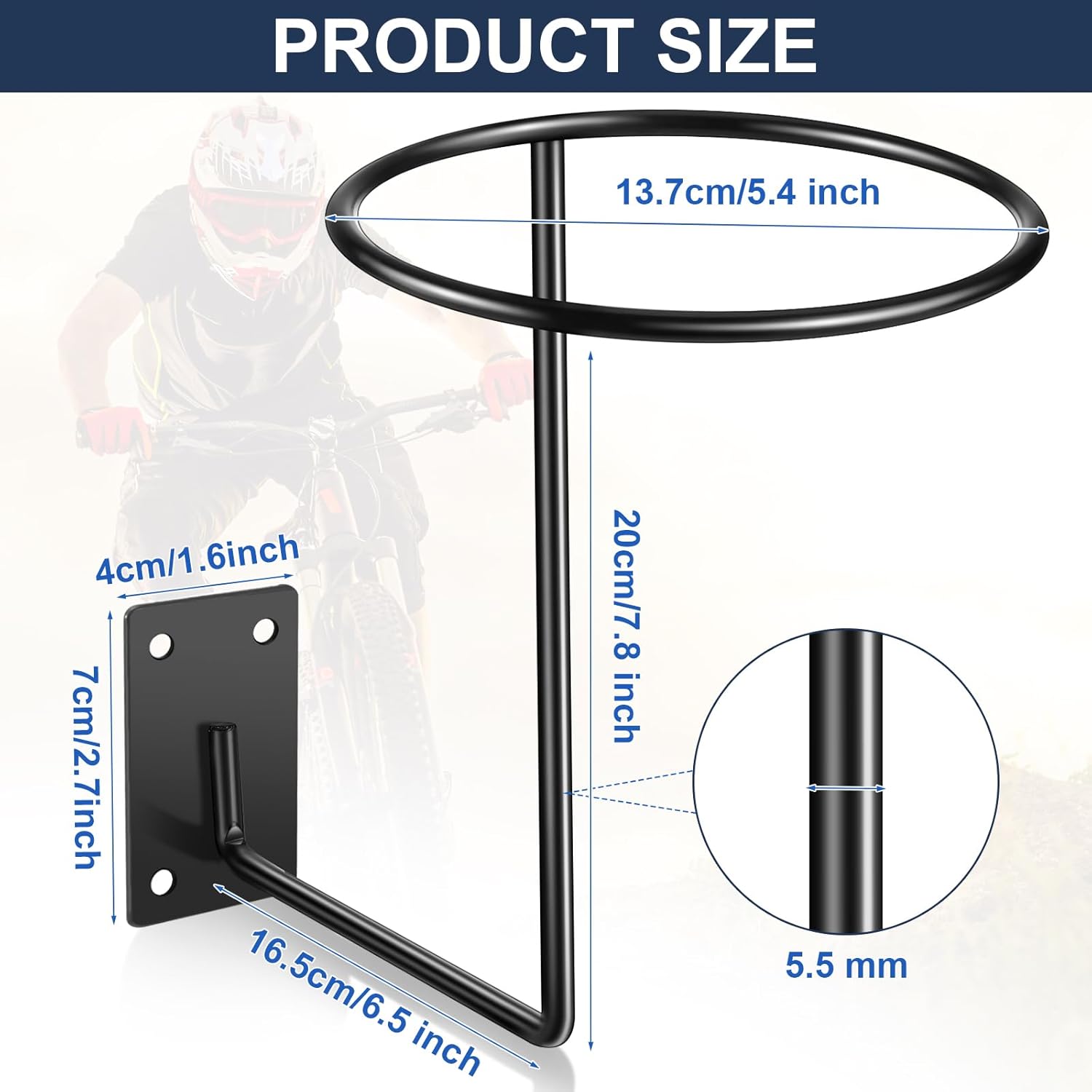 Potchen 6 Pack Helmet Hanger Wall Mount Motorcycle Helmet Rack Metal Ball Holder for Basketball Volleyball Football Multifunctional Display Hook Stand for Cap Hat Wig Riding Jacket Coat