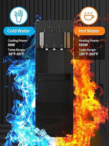 Miniatura 6 de Muhub Dispensador de enfriador de agua de carga inferior, dispensador de agua fría y caliente, capacidad para botellas de 3 o 5 galones, con diseño