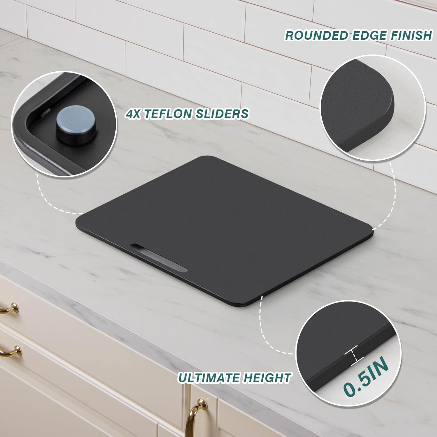 ANBOXIT Metal Appliance Slider, Sliding Tray for Coffee Maker,360° Effortless Movement,Small Appliance Rolling Tray for Counter, Coffee Pot Slider, Wide - Small (10"D x 12"W)