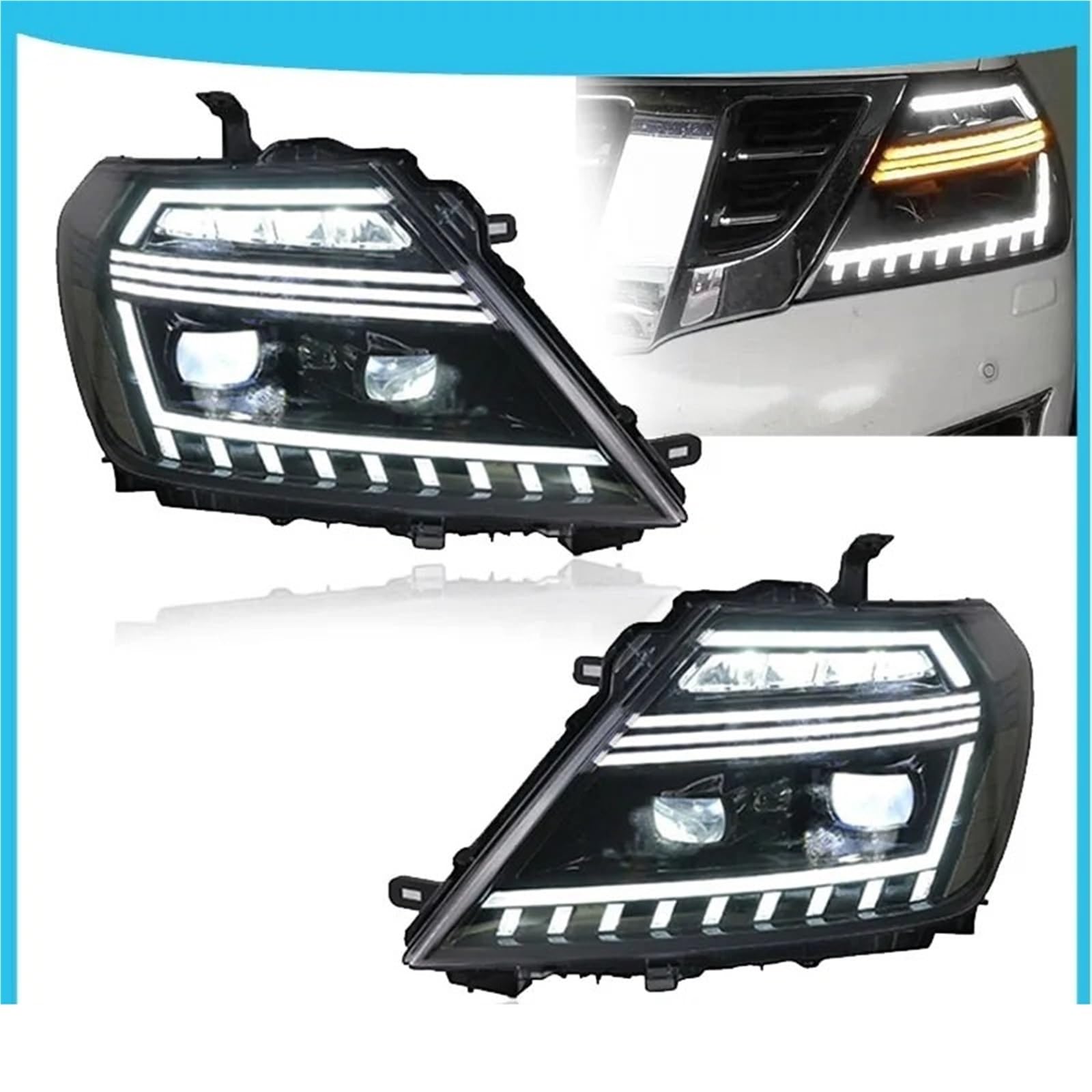 Faro Coche Conjunto De 2 Faros Delanteros Con Señal Dinámica Accesorios Para Coche Luces Altas Y Bajas Para Nissan Para Patrol Y62 2012-2019 Faros Delanteros
