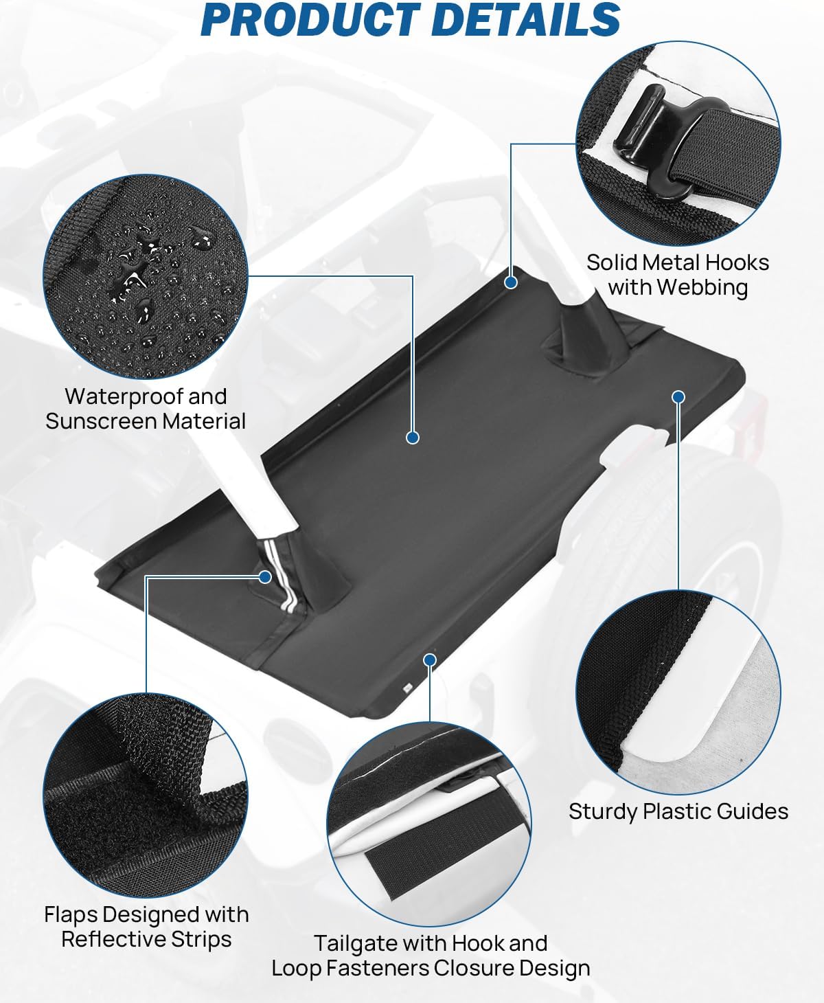 JOYTUTUS Tonneau Cover 4 Door Compatible with Wrangler JLU 2018-2026, Trunk Cargo Cover Tailgate Cover JL Accessories